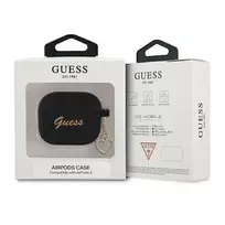 airpods deklas silikoninis - Guess Silicone Charm Cover for Airpods 3 Black - 2 nuotrauka