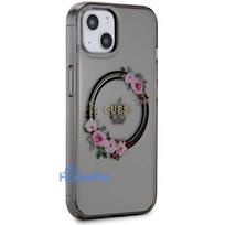 iphone 13 telefono deklas guess - Guess "PC/ TPU Flowers Ring Glossy Logo MagSafe Case iPhone 13" Black - 2 nuotrauka
