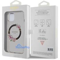 iphone 13 telefono deklas guess - Guess "PC/ TPU Flowers Ring Glossy Logo MagSafe Case iPhone 13" Black - 3 nuotrauka