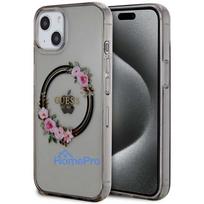 iphone 13 telefono deklas guess - Guess "PC/ TPU Flowers Ring Glossy Logo MagSafe Case iPhone 13" Black - 4 nuotrauka