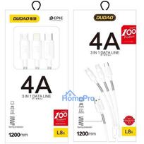 3 in 1 usb c - Dudao L8s 3in1 USB to Lightning+USB Type C+micro USB 4A 1,2m White - 2 nuotrauka
