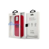 iphone 12 red - Karl Lagerfeld "KLHCP12MSLKLRE Stack Black Logo Silicone Case iPhone 12/ 12 Pro" Red - 3 nuotrauka