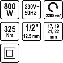 elektrinis verzliasukis - STHOR 57091, 800W, 325Nm, 1/2" Smūginis veržliaraktis - 2 nuotrauka