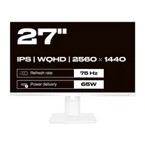 2560x1440 ips 27 monitoriai - JAPANNEXT JN-IPS270WQHD75F-C65W-HSP-W 27", IPS, WQHD, 75Hz, baltas (white) - 9 nuotrauka