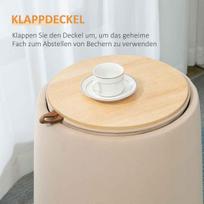 pufas daiktadeze - HOMCOM Apvalus osmanų pufas su daiktadėže, smėlinis (Beige) - 7 nuotrauka