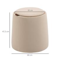 pufas daiktadeze - HOMCOM Apvalus osmanų pufas su daiktadėže, smėlinis (Beige) - 8 nuotrauka