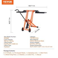 hidraulinis domkratas - VEVOR vejapjovės keltuvas hidraulinis 225 kg oranžinis (Orange) - 6 nuotrauka