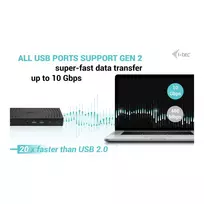 usb c 3 2 gen 2 kabelis - i-tec USB 3.0 / USB-C / Thunderbolt, 3x 4K Docking Station Gen 2 + Power Delivery 100W CATRIPLE4KDOCKPD2 Pilka (Grey) - 6 nuotrauka