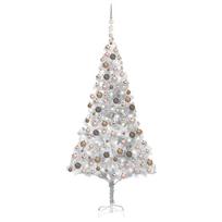 vidaXL Dirbtinė Kalėdų eglutė su žaisliukais, sidabrinė (Silver), 210 cm, PET