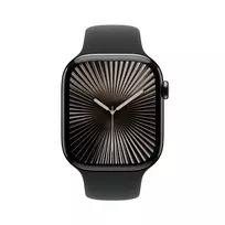 apple watch titanium - Apple Watch Series 10 GPS + Cellular 46mm Slate Titanium Case with Black Sport Band - M/L - 2 nuotrauka