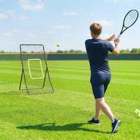 spalvoti kamuoliukai - Futbolo vartai HOMCOM Kickback Rebounder, 75x126 cm, Juodas (Black) - 3 nuotrauka