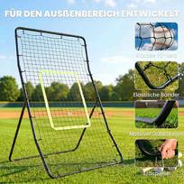 spalvoti kamuoliukai - Futbolo vartai HOMCOM Kickback Rebounder, 75x126 cm, Juodas (Black) - 7 nuotrauka
