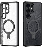 Dux Ducis Aimo Magnetic Stand dėklas Samsung Galaxy S26 Ultra Juodas / Skaidrus (Black / Transparent)