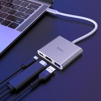 usb c hdmi pd - Hoco HB14 Type-C / USB-C į USB3.0 + HDMI + PD, sidabrinė 3in1 - 4 nuotrauka