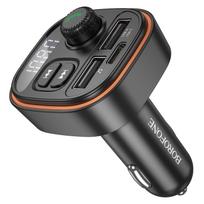 mp3 fm moduliatorius - Borofone BC59 Heroic FM bangų moduliatorius, Bluetooth - 2xUSB + Type C, Juodas (Black) - 8 nuotrauka
