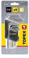 raktu komplektai - Šešiakampių raktų komplektas 9vnt trumpi 1.5 - 10mm Topex - 2 nuotrauka