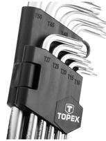 raktu komplektai - Šešiakampių raktų komplektas 9vnt ilgi TORX T10-50mm Topex - 4 nuotrauka