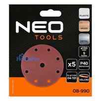 velcro padai - Šlifavimo diskai 150 mm, P40, 5 vnt, su 9 skylėmis 04-721 - 3 nuotrauka