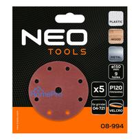 velcro padai - Šlifavimo diskai 150 mm, P120, 5 vnt, su 9 skylėmis 04-721 - 3 nuotrauka