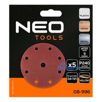 velcro padai - Šlifavimo diskai 150 mm, P240, 5 vnt, su 9 skylėmis 04-721 - 3 nuotrauka