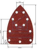 velcro padai - Šlifavimo popierius su „Velcro“ tvirtinimu delta 140 x 140 x 80 mm, K60, 5 vnt, su skylutėmis - 2 nuotrauka