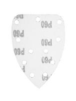 velcro padai - Šlifavimo popierius su „Velcro“ tvirtinimu delta 140 x 140 x 80 mm, K60, 5 vnt, su skylutėmis - 5 nuotrauka