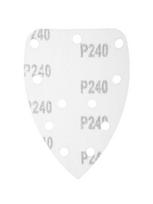 velcro padai - Šlifavimo popierius su „Velcro“ tvirtinimu delta 140 x 140 x 80 mm, K240, 5 vnt, su skylutėmis - 5 nuotrauka