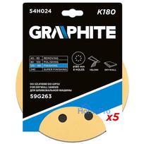 velcro padai - Šlifavimo popierius su „Velcro“ tvirtinimu 180 mm, K180, 5 vnt, su 8 skylutėmis šlifavimo mašinai 59G263 - 2 nuotrauka