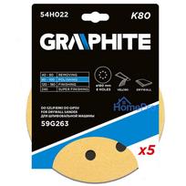 velcro padai - Šlifavimo popierius su lipduku 180 mm, K80, 5 vnt, su 8 skylutėmis šlifuokliui 59G263 - 2 nuotrauka