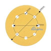 velcro padai - Šlifavimo popierius su lipduku 180 mm, K80, 5 vnt, su 8 skylutėmis šlifuokliui 59G263 - 9 nuotrauka