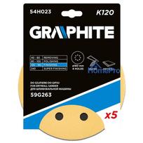 velcro padai - Šlifavimo popierius su lipduku 180 mm, K120, 5 vnt, su 8 skylutėmis šlifuokliui 59G263 - 2 nuotrauka