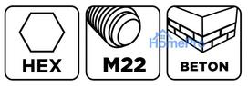 adapteris hex - Adapteris HEX pjūklams ir kontroliniam grąžtui M22 200 mm - 6 nuotrauka
