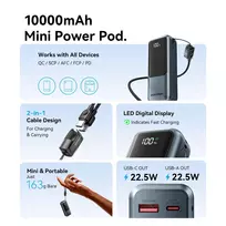 10000mah power bank - Vention FKOH0, 10000mAh, 22.5W, belaidis, juodas - 2 nuotrauka