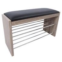 batu suoliukas - Suoliukas su batų lentyna Home4you Beno, juodas/tamsiai ruda, 79.5 cm x 30 cm x 50 cm - 2 nuotrauka