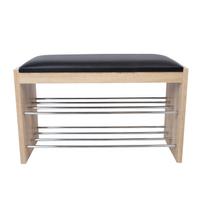 senukai lentynos batams - Suoliukas su batų lentyna Home4you Beno, šviesus ąžuolas (Light Oak) - 3 nuotrauka