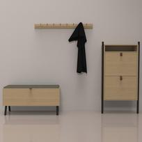 baldai spinteles spinta - Batų spintelė Home4you Aalborg, ąžuolo, 55.6 cm x 26 cm x 91.5 cm - 2 nuotrauka