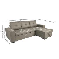 kampine sofa lova - Kampinė sofa - lova Home4you Carita, smėlio, 240 x 90 cm x 94 cm - 2 nuotrauka