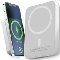 Powerbank MagSafe, 10000mAh, belaidė, magnetinė, USB-C, balta (white)