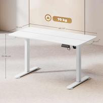 stalas 140 reguliuojamo - Vinsetto Reguliuojamo aukščio elektrinis rašomasis stalas 140x70 Baltas (White) - 5 nuotrauka