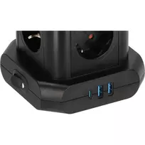 ilgintuva su rite - Buitinis ilgintuvas-stovas Brennenstuhl, 8 vietų, 3 USB, 2 m, Juodas (Black) - 3 nuotrauka