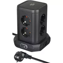 ilgintuva su rite - Buitinis ilgintuvas-stovas Brennenstuhl, 8 vietų, 3 USB, 2 m, Juodas (Black) - 4 nuotrauka