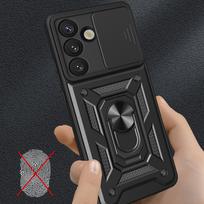 galaxy ring ziedas - Hybrid Armor Camshield with Camera Cover and Metal Ring for Samsung Galaxy S25 - Black - 4 nuotrauka