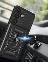 galaxy ring ziedas - Hybrid Armor Camshield with Camera Cover and Metal Ring for Samsung Galaxy S25 - Black - 6 nuotrauka