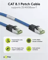 tinklo kabelis 2m - Goobay CAT 8.1 Patchkabel, S/FTP (PiMF), Blau, 2 m - 2 nuotrauka