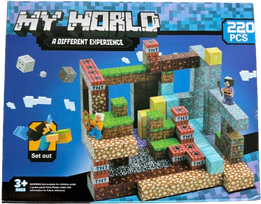 Minecraft magnetinių blokelių / kaladėlių rinkinys 220 vnt