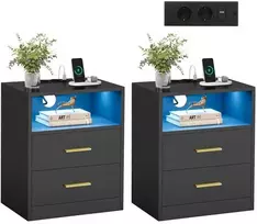 Naktiniai staliukai VASAGLE Custos, juoda (Black), 2 vnt.