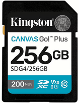 atminties kortele v30 - Kingston Canvas Go! Plus 256GB SDXC UHS-I Class 10 Gen4 - 1 nuotrauka