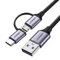 type c i usb a - Ugreen 2in1 USB to Type-C + Micro USB, QC 3.0, 1m Black - 2 nuotrauka