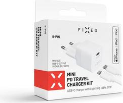 travel charger usb - Fixed | Mini USB-C Travel Charger USB-C/Lightning Cable | FIXC20M-CL-WH - 2 nuotrauka