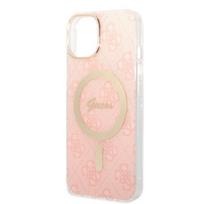 apple 15 ikroviklis - Guess iPhone 14 Plus 4G Print MagSafe Dėklas + Įkroviklis Rožinis (Pink) - 2 nuotrauka